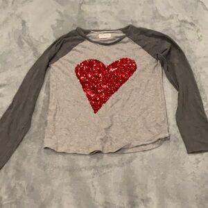 Gray and Red Heart Kids Shirt